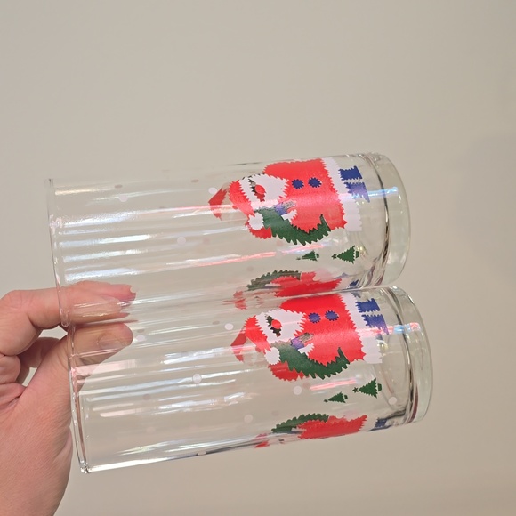 Mid century Modern Vintage Santa Claus Christmas drinking glasses set of 9 - Picture 3 of 8